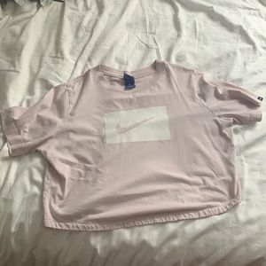 pink nike swoosh box crop top
